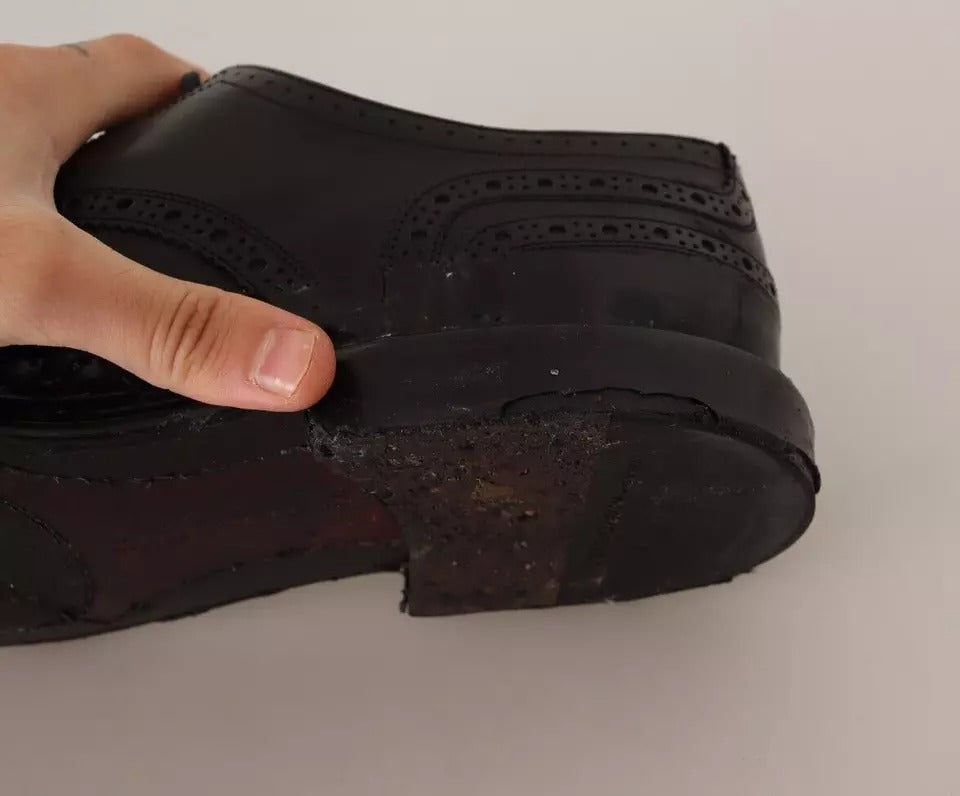 Zapatos de vestir Oxford brogue de cuero negro Dolce & Gabbana