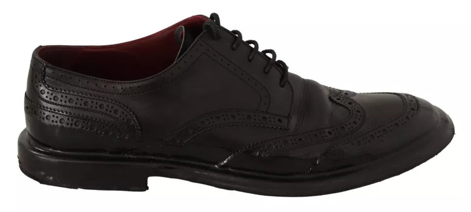 Zapatos de vestir Oxford brogue de cuero negro Dolce & Gabbana