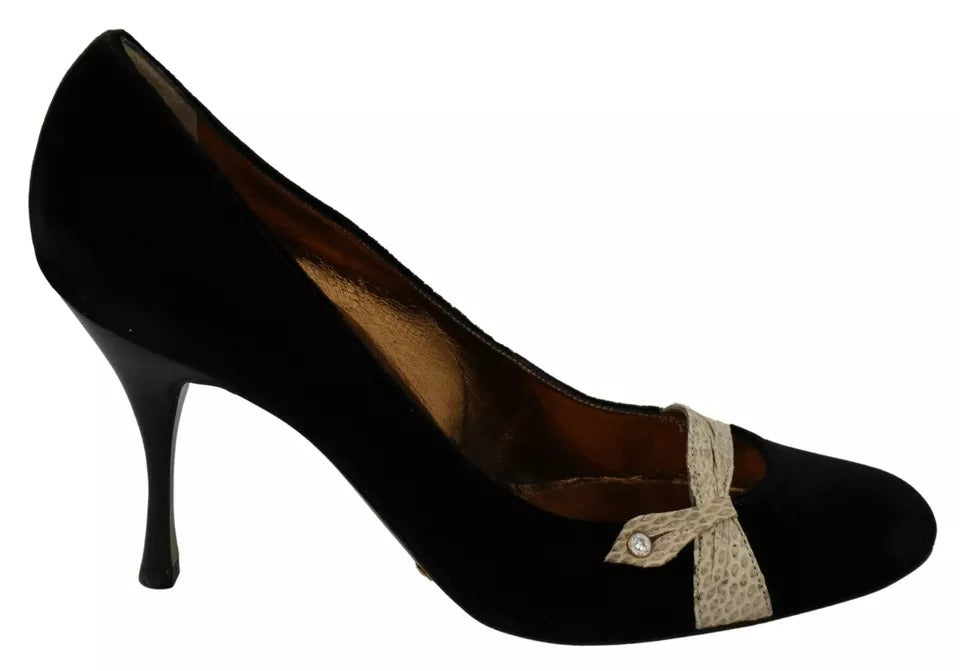 Zapatos de tacón Dolce & Gabbana de terciopelo negro y piel de serpiente Ayers