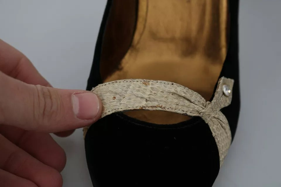 Zapatos de tacón Dolce & Gabbana de terciopelo negro y piel de serpiente Ayers
