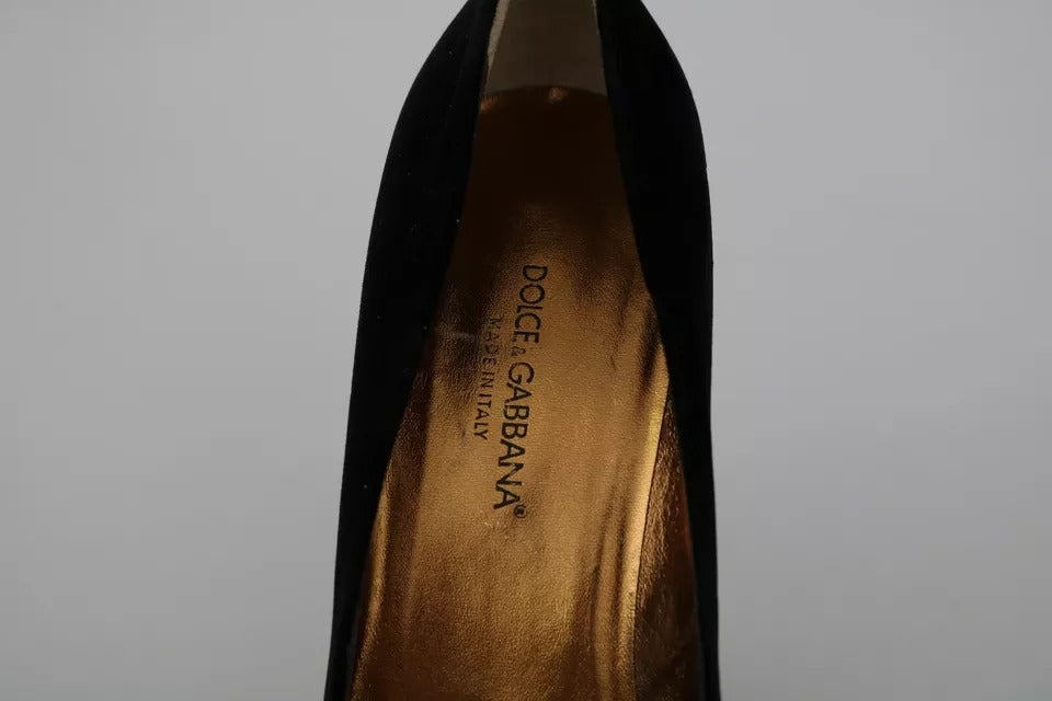 Zapatos de tacón Dolce & Gabbana de terciopelo negro y piel de serpiente Ayers