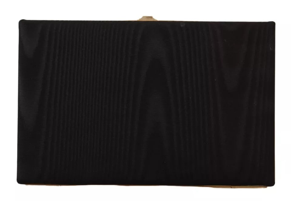 Bolso de noche de fiesta de mano Dolce & Gabbana de seda negra con marco dorado