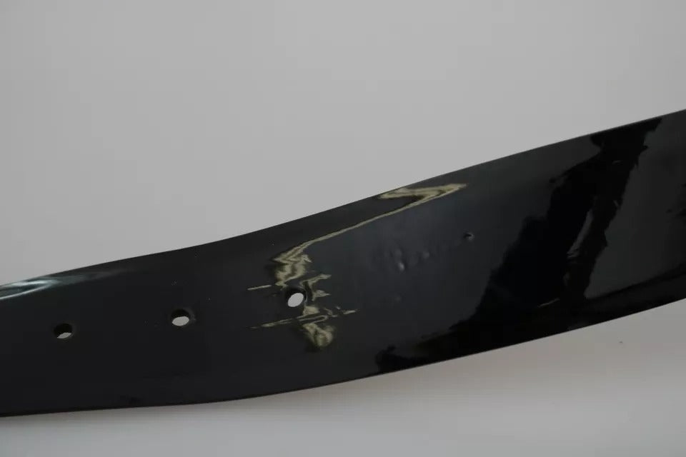Cinturón Dolce & Gabbana de cuero negro brillante con hebilla y logotipo de cristal