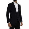 Blazer de abrigo de lana azul con muescas de un solo pecho Dolce & Gabbana