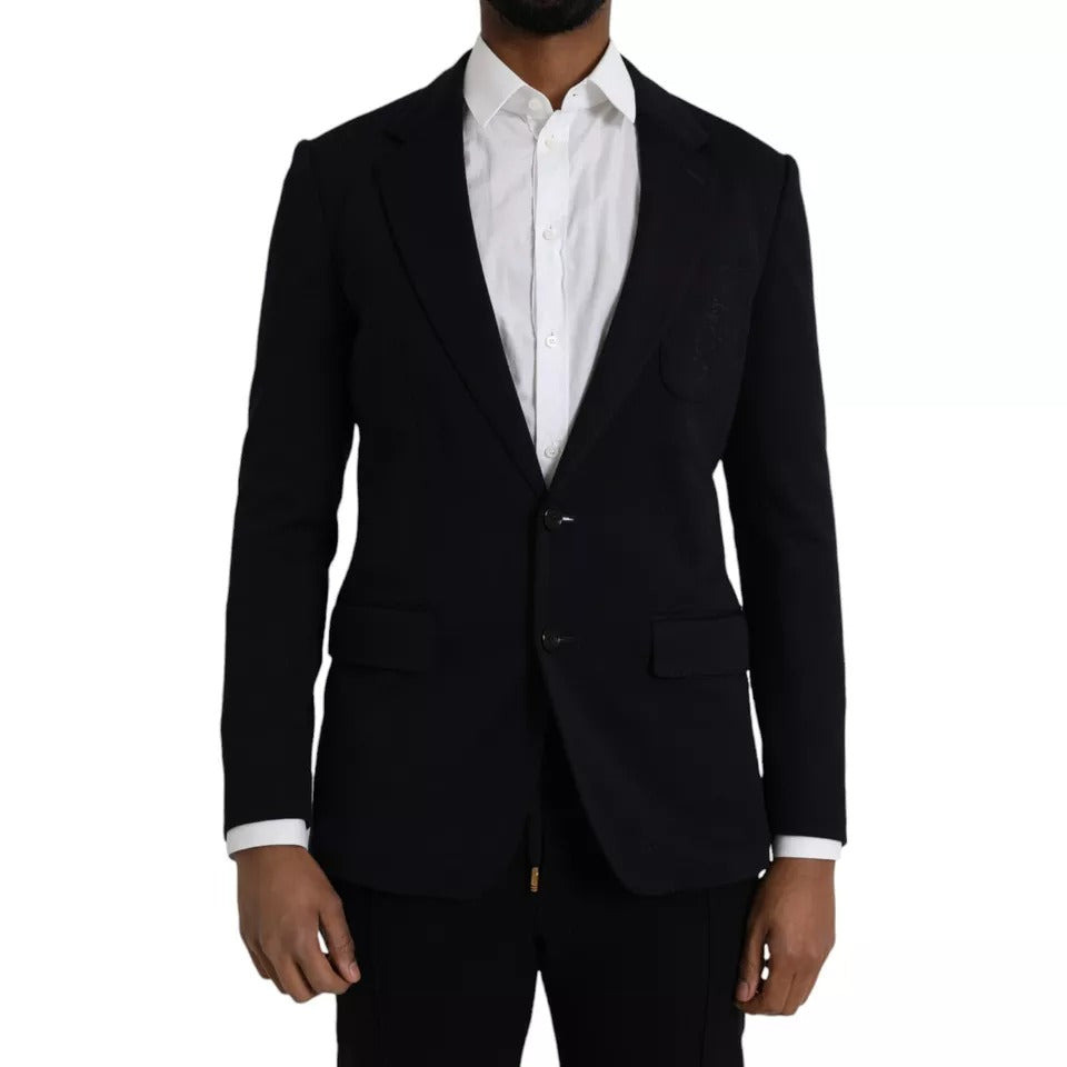 Blazer de abrigo de lana azul con muescas de un solo pecho Dolce & Gabbana