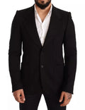 Dolce & Gabbana Black Wool Slim Fit Coat Jacket Blazer