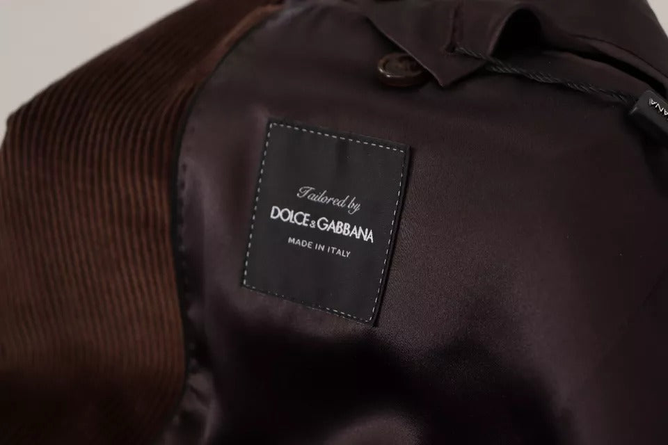 Abrigo Blazer Dolce & Gabbana de Pana Marrón de Corte Entallado con Logo DG