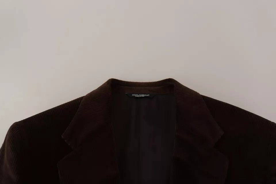 Abrigo Blazer Dolce & Gabbana de Pana Marrón de Corte Entallado con Logo DG
