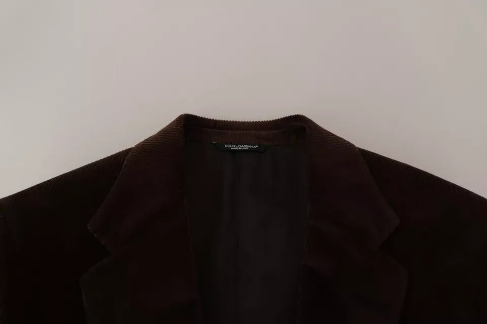 Abrigo Blazer Dolce & Gabbana de Pana Marrón de Corte Entallado con Logo DG