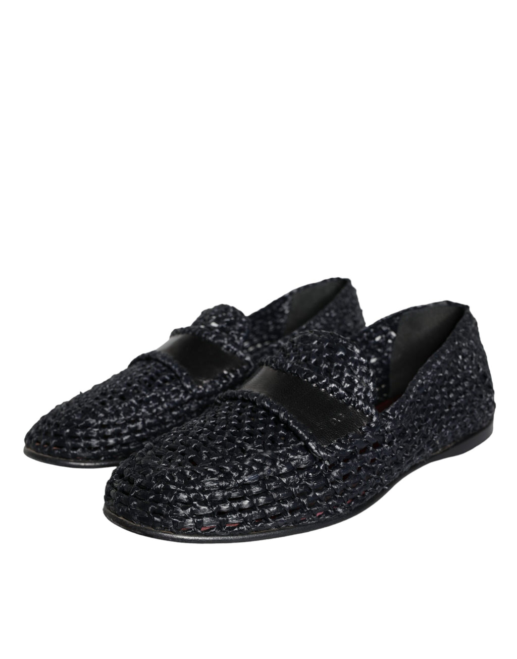 Mocasines sin cordones de rafia tejida negros Dolce & Gabbana para hombre