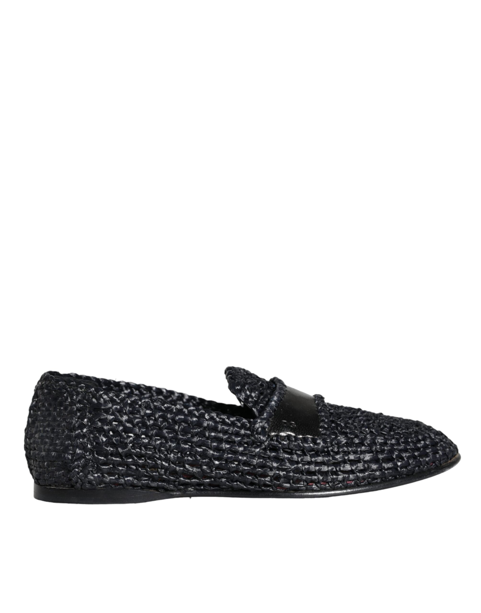 Mocasines sin cordones de rafia tejida negros Dolce & Gabbana para hombre