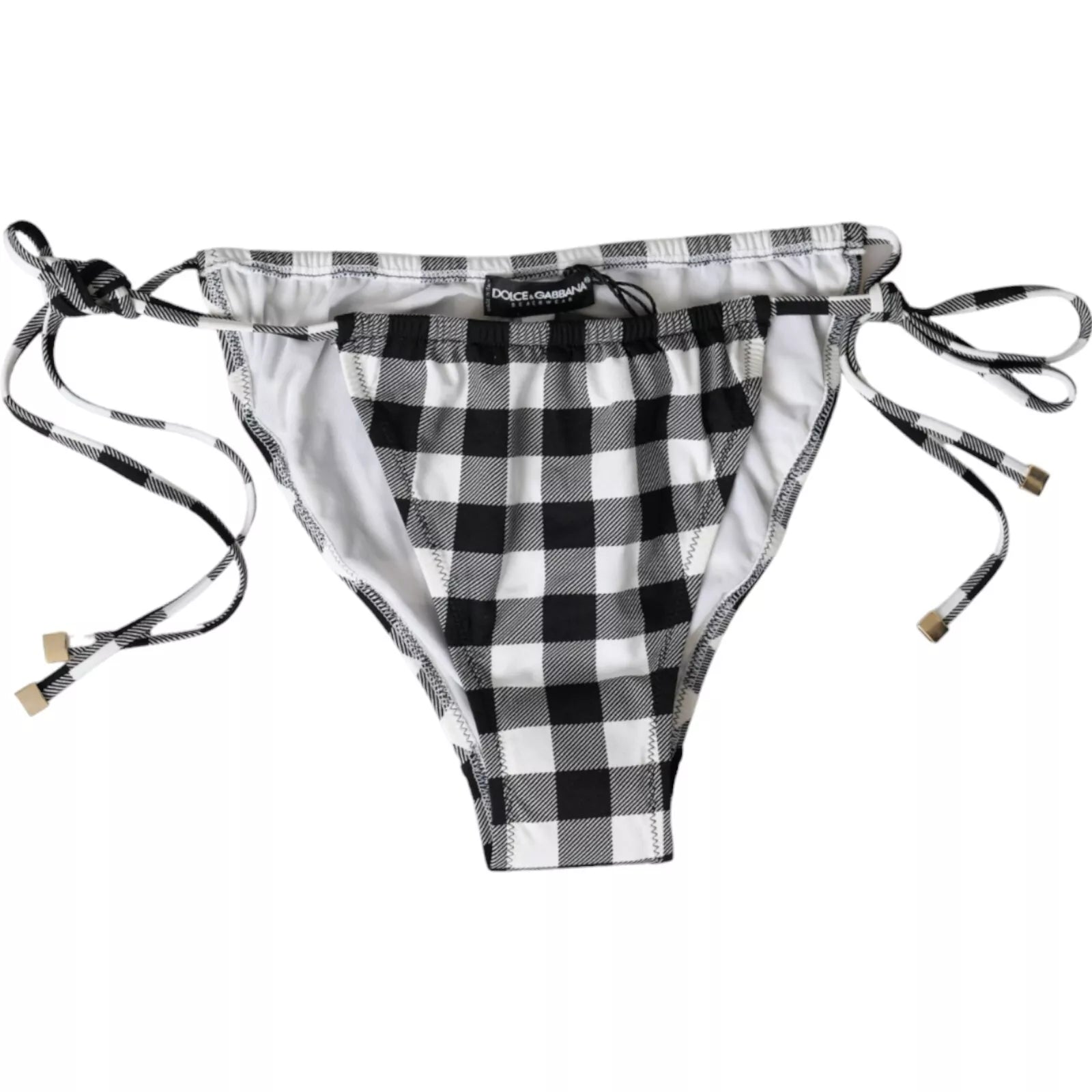 Braga de bikini de baño Dolce & Gabbana a cuadros blancos y negros