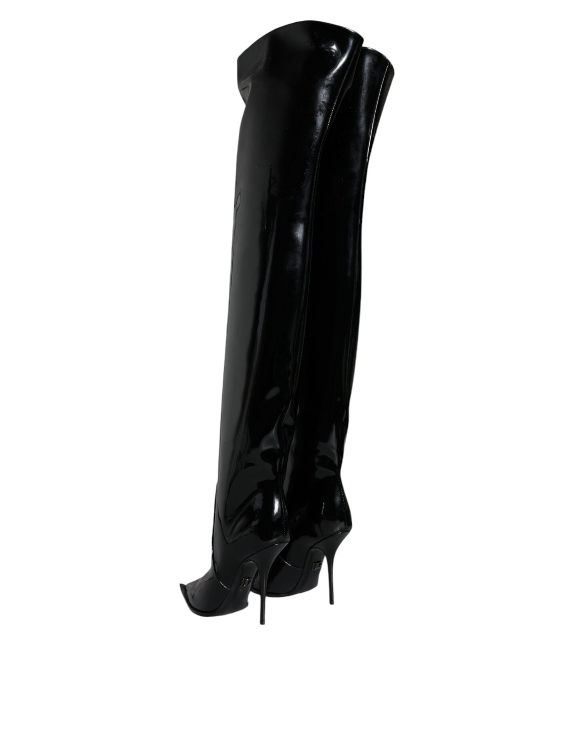 Botas hasta la rodilla de charol negro Dolce & Gabbana