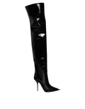 Botas hasta la rodilla de charol negro Dolce & Gabbana