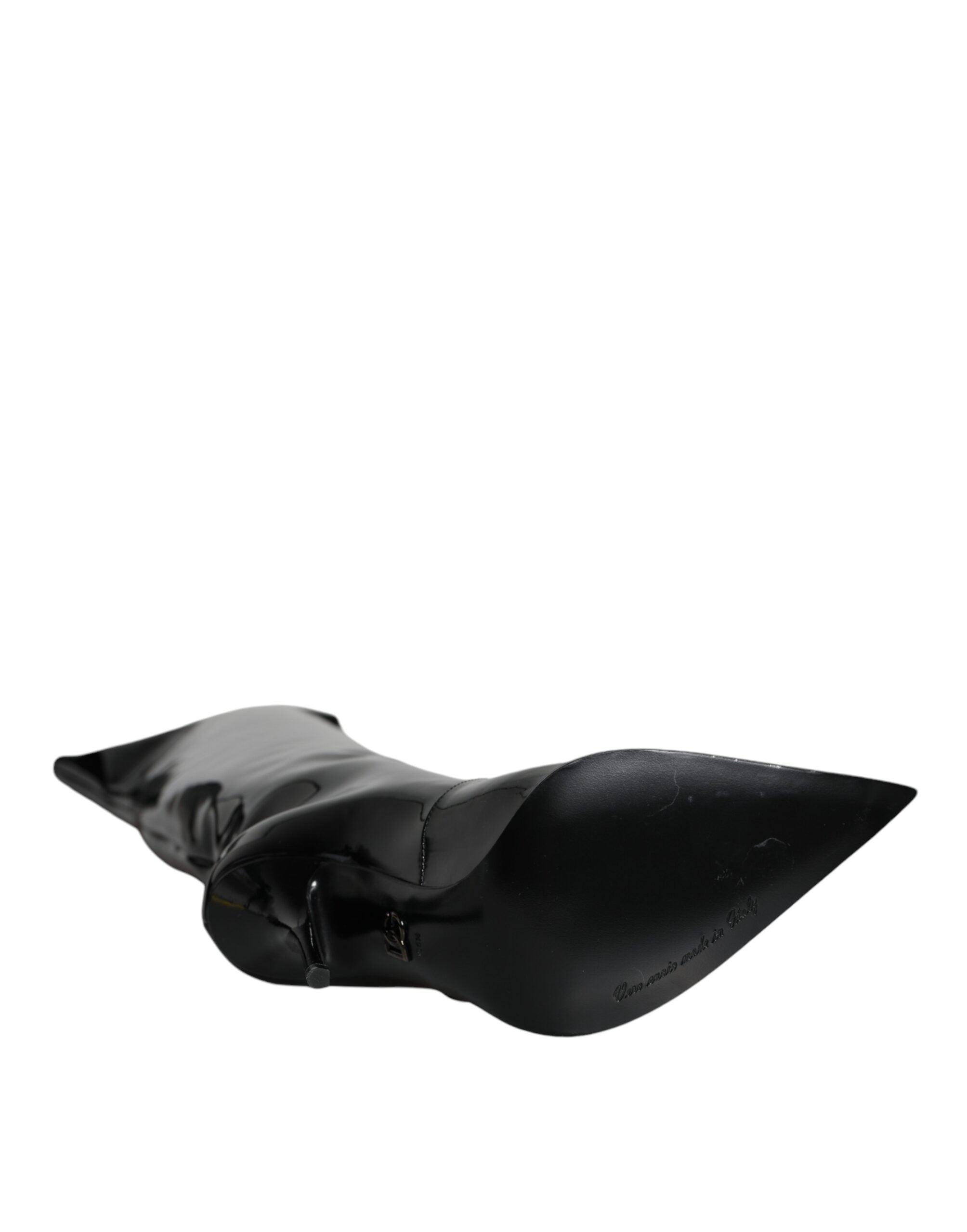 Botas hasta la rodilla de charol negro Dolce & Gabbana