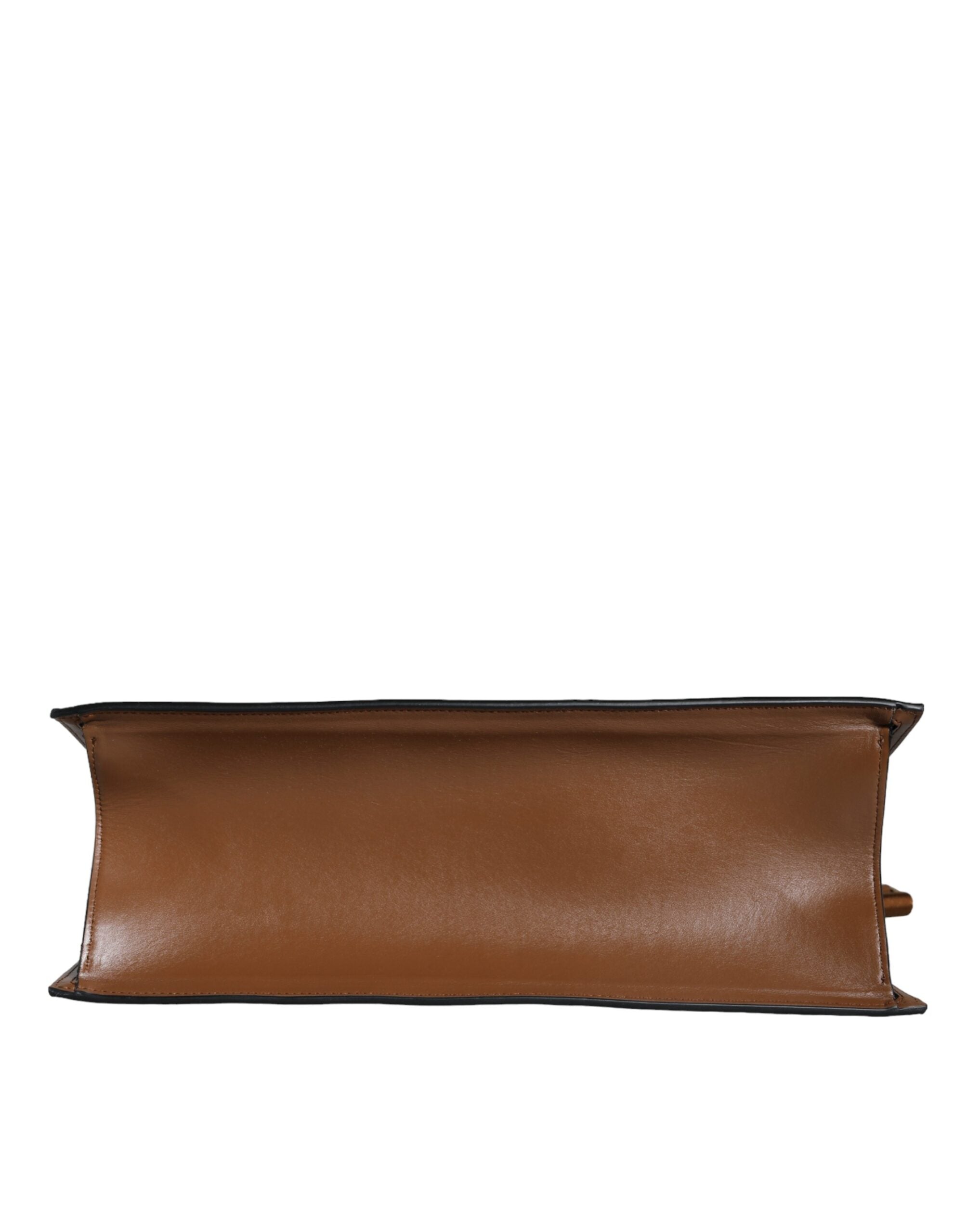 Bolso Tote Cruzado Versace Marrón con Asa Superior de Piel Jacquard y Logotipo