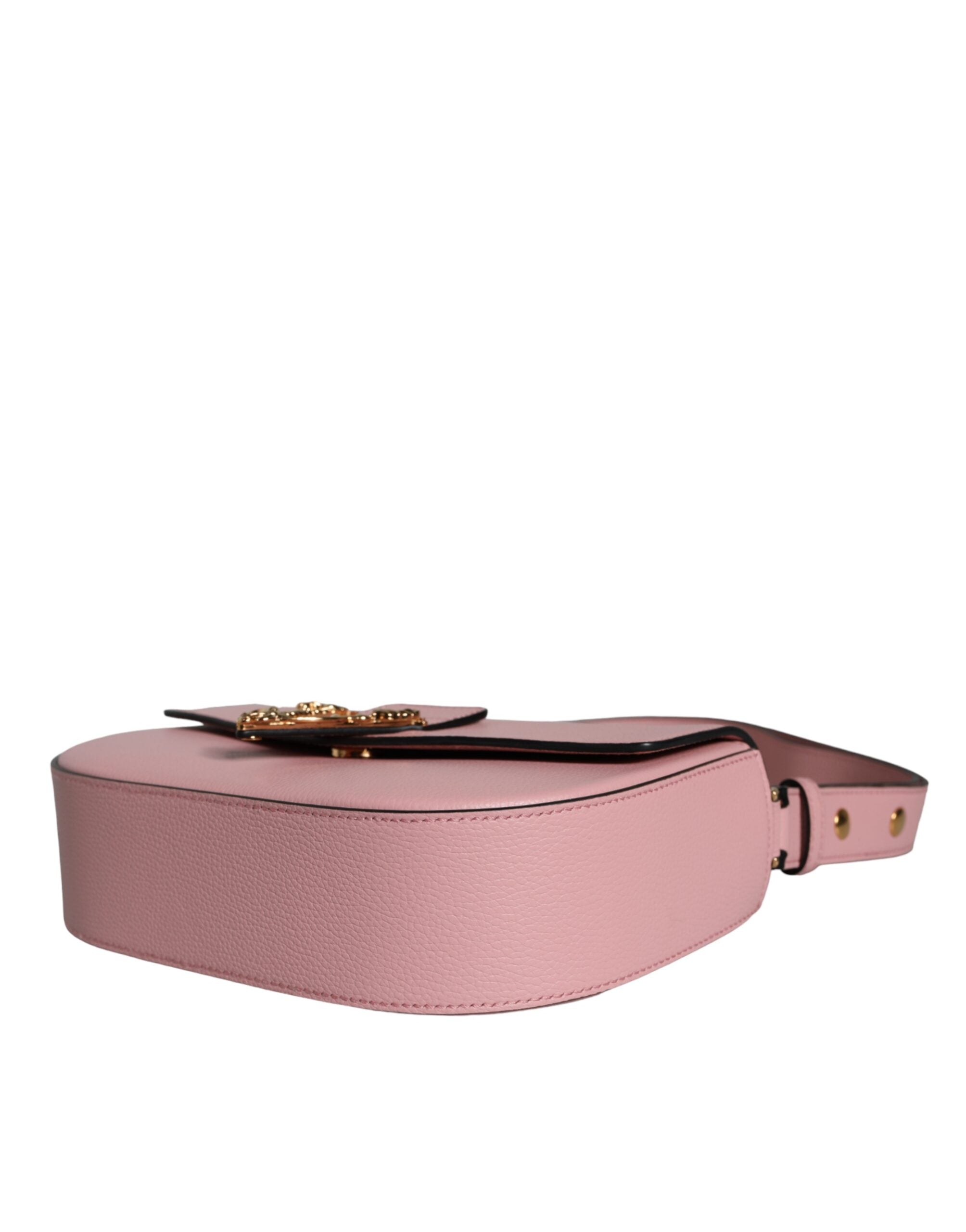 Bolso de hombro cruzado Versace de cuero de becerro granulado rosa con logotipo