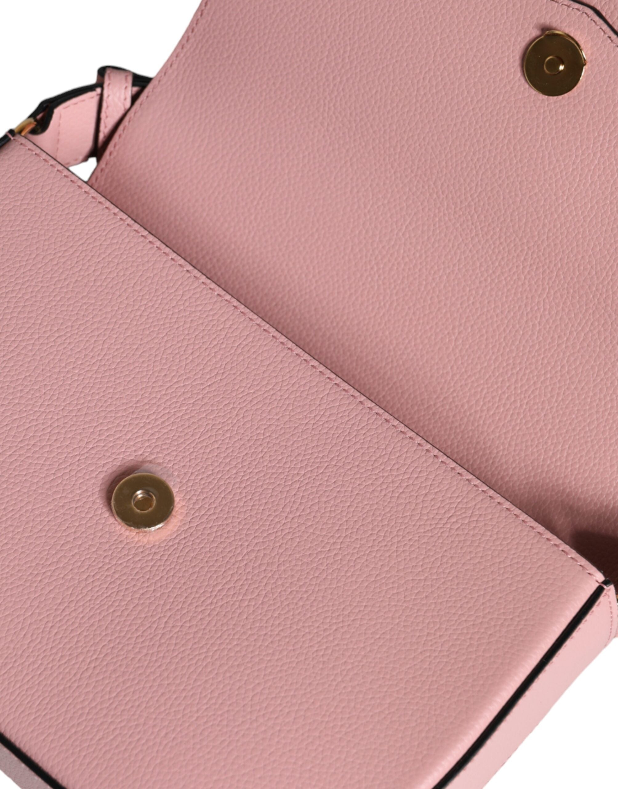 Bolso de hombro cruzado Versace de cuero de becerro granulado rosa con logotipo