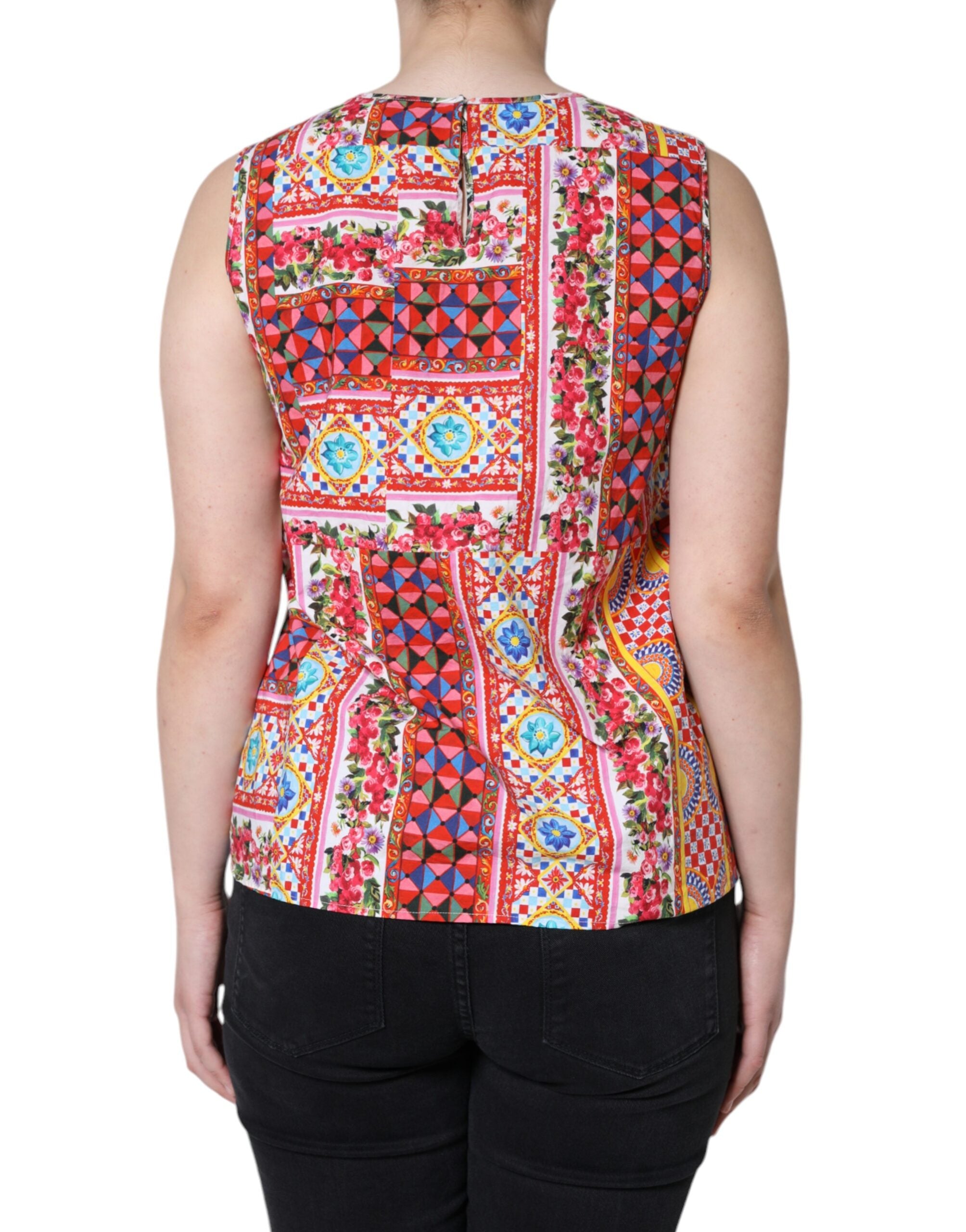 Top sin mangas Dolce & Gabbana Carretto floral de algodón multicolor