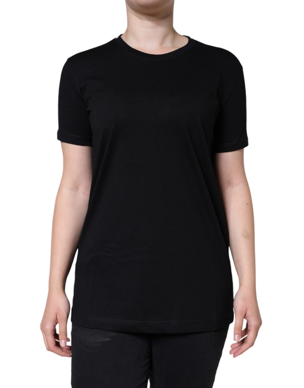 Camiseta de cuello redondo y manga corta de algodón negro Dolce & Gabbana