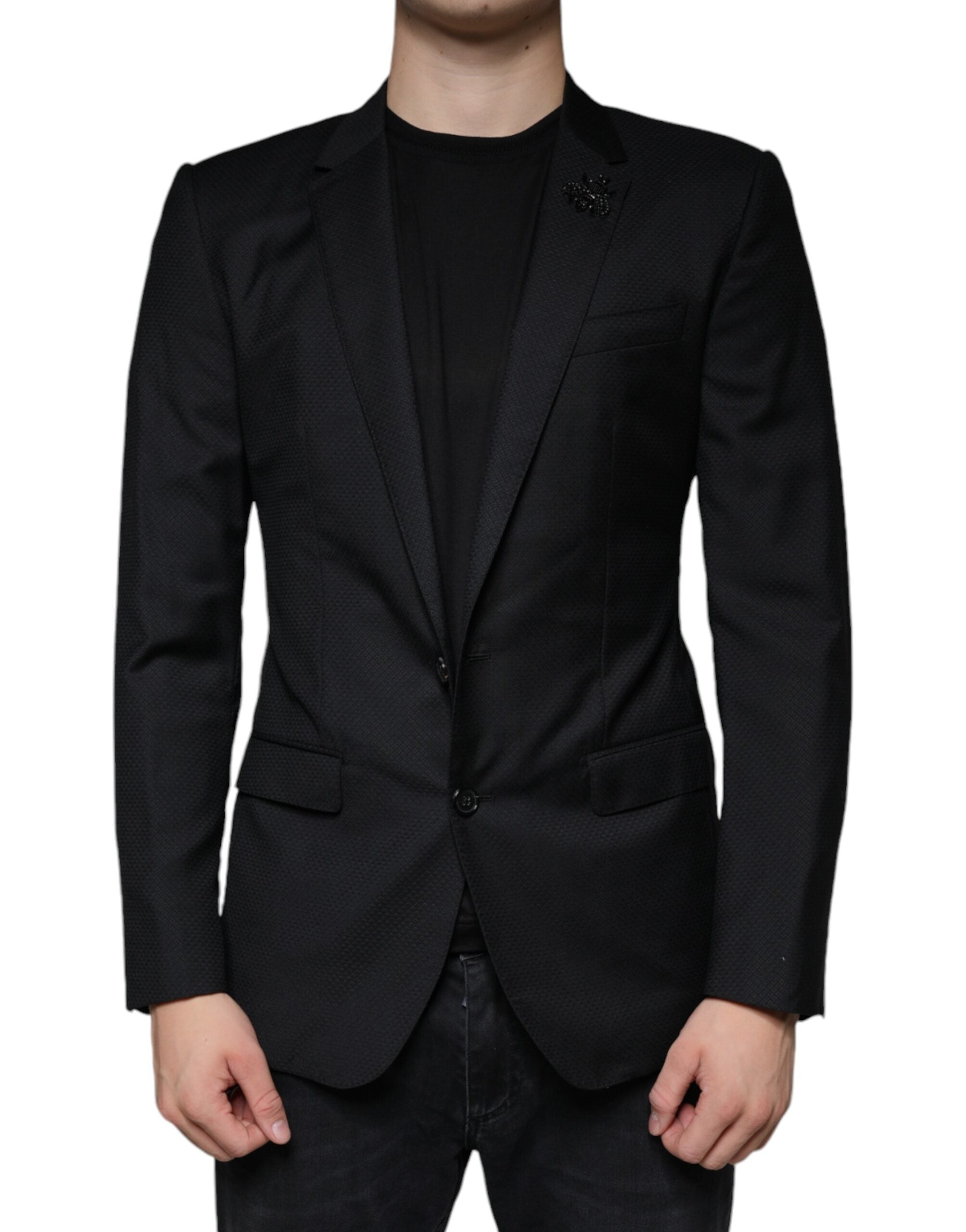 Blazer de una hilera de botones Dolce & Gabbana negro MARTINI con abeja