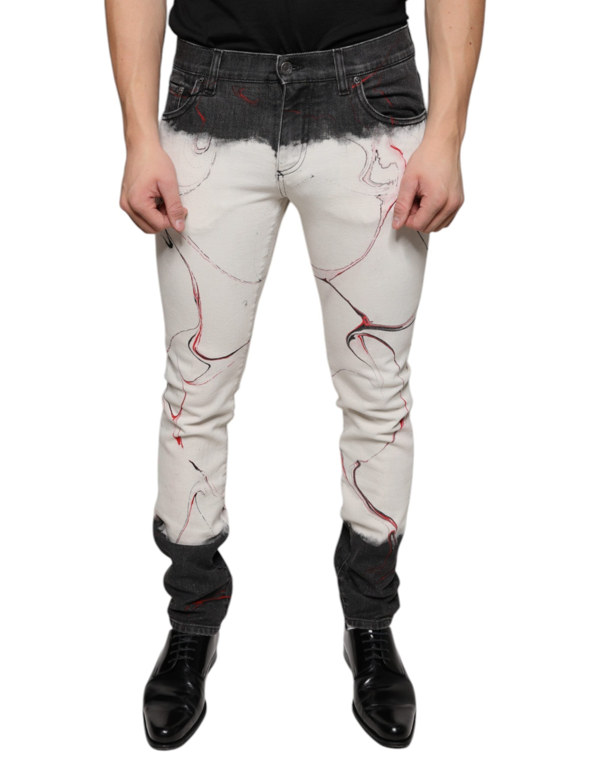 Vaqueros pitillo estampados en blanco y negro de Dolce & Gabbana para hombre