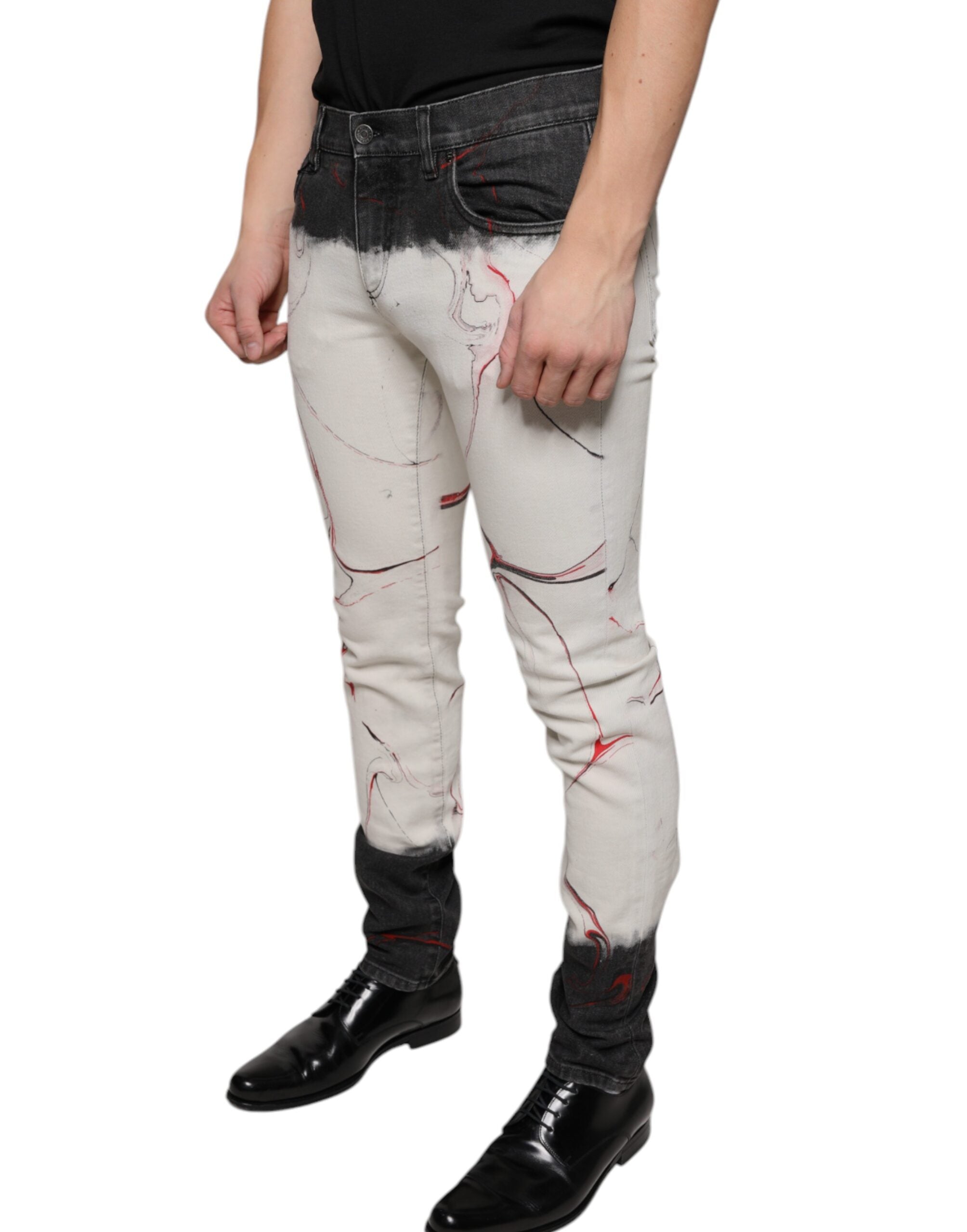 Vaqueros pitillo estampados en blanco y negro de Dolce & Gabbana para hombre