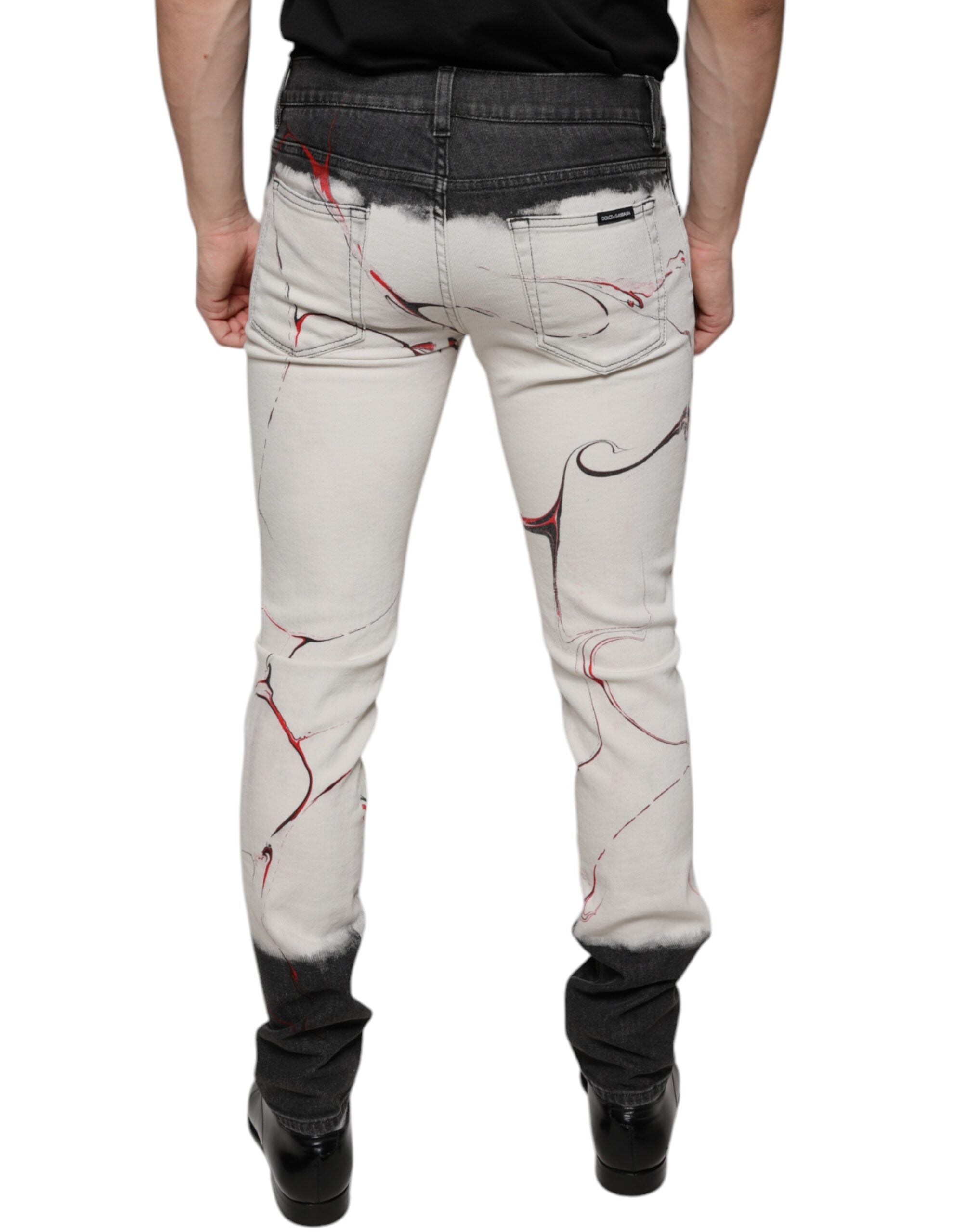 Vaqueros pitillo estampados en blanco y negro de Dolce & Gabbana para hombre