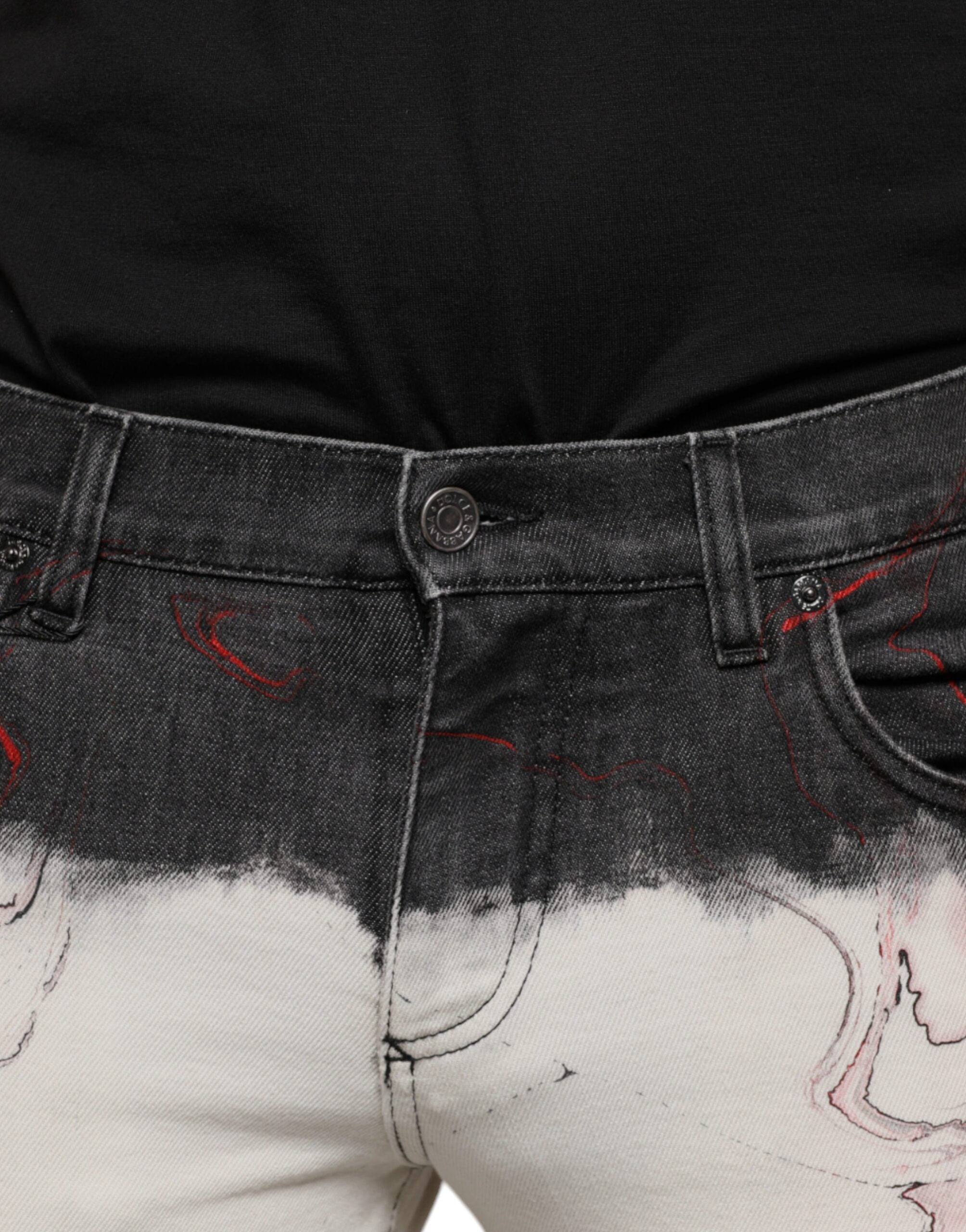 Vaqueros pitillo estampados en blanco y negro de Dolce & Gabbana para hombre