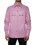 Camisa abotonada con cuello de algodón rosa Dolce & Gabbana