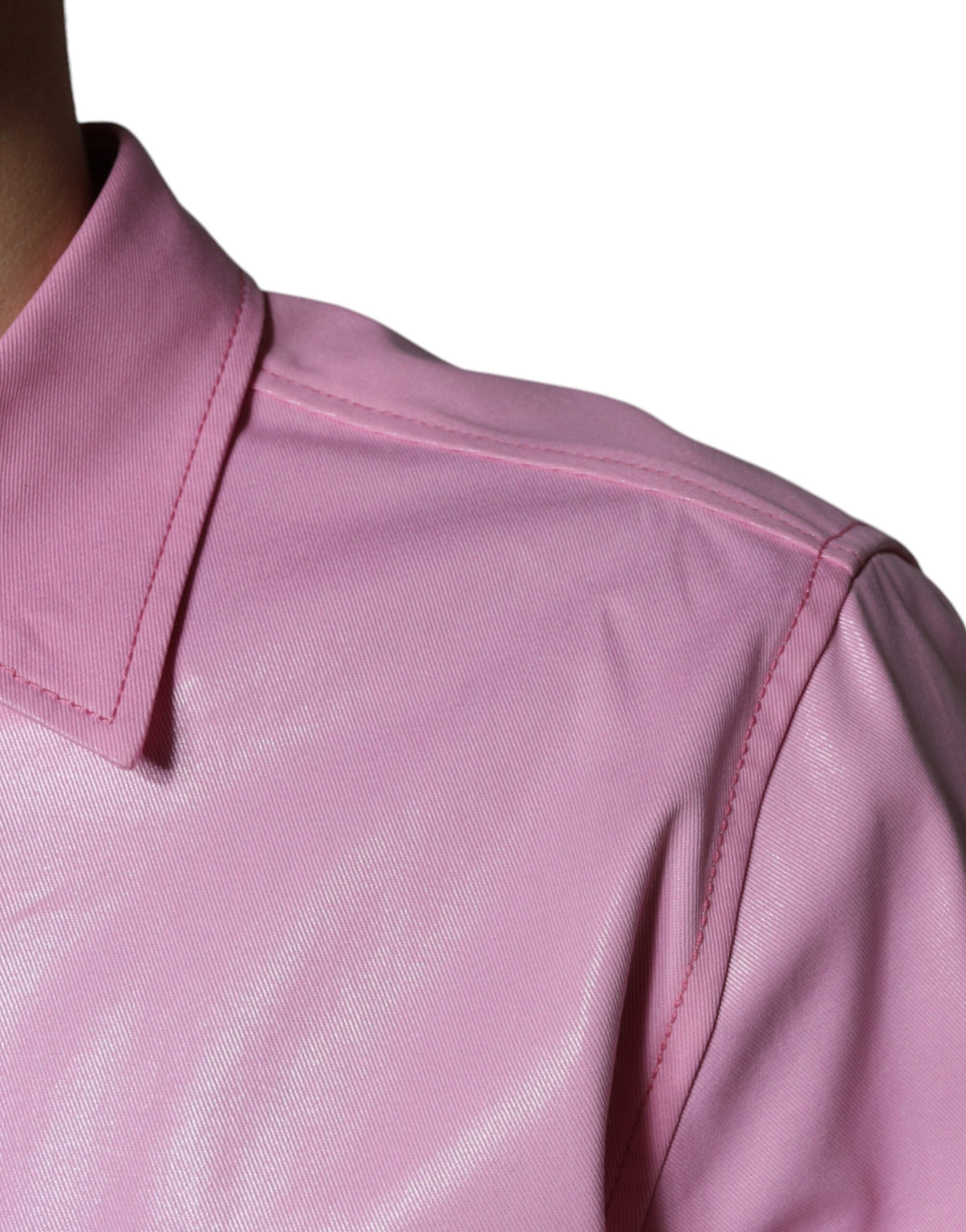 Camisa abotonada con cuello de algodón rosa Dolce & Gabbana