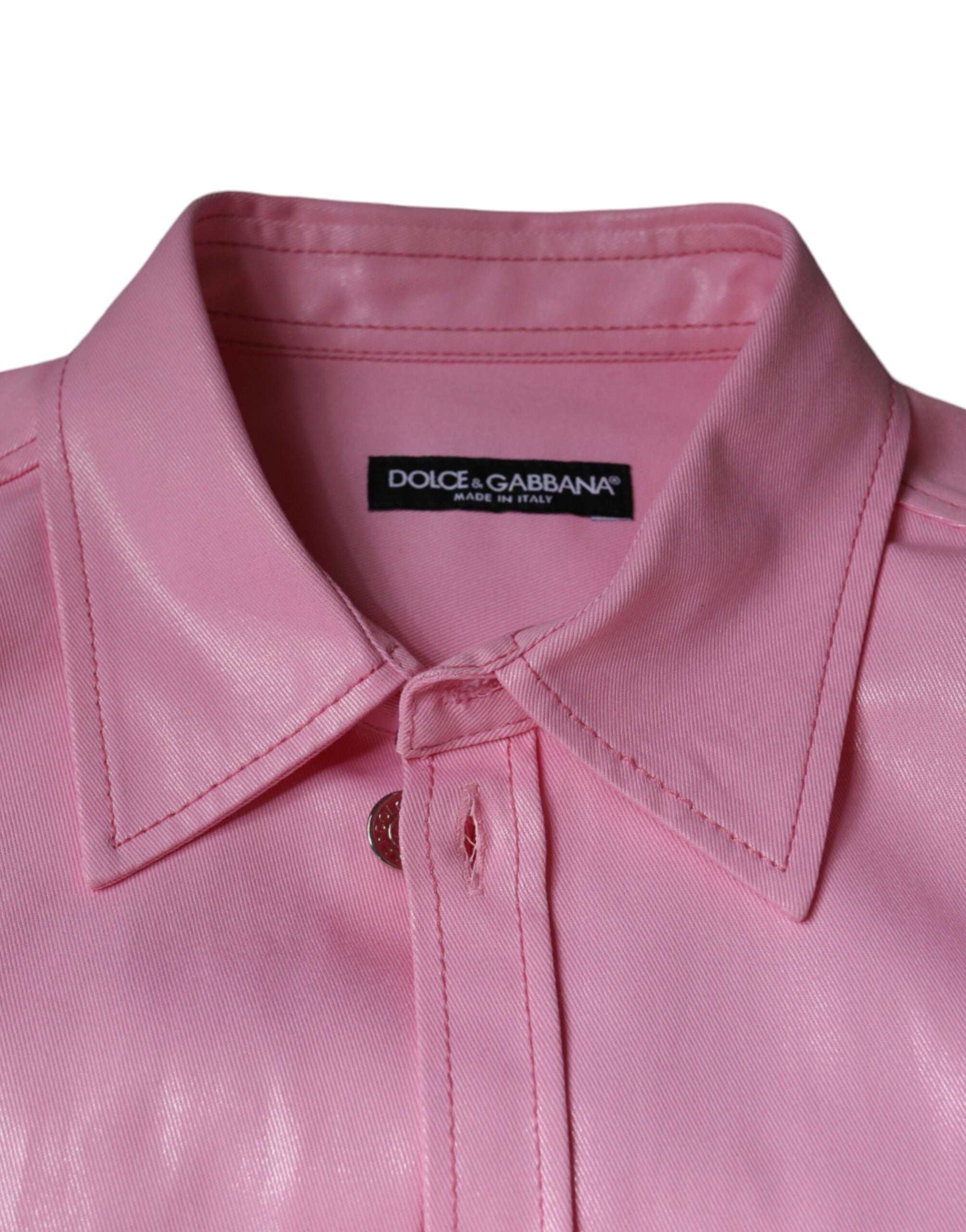 Camisa abotonada con cuello de algodón rosa Dolce & Gabbana