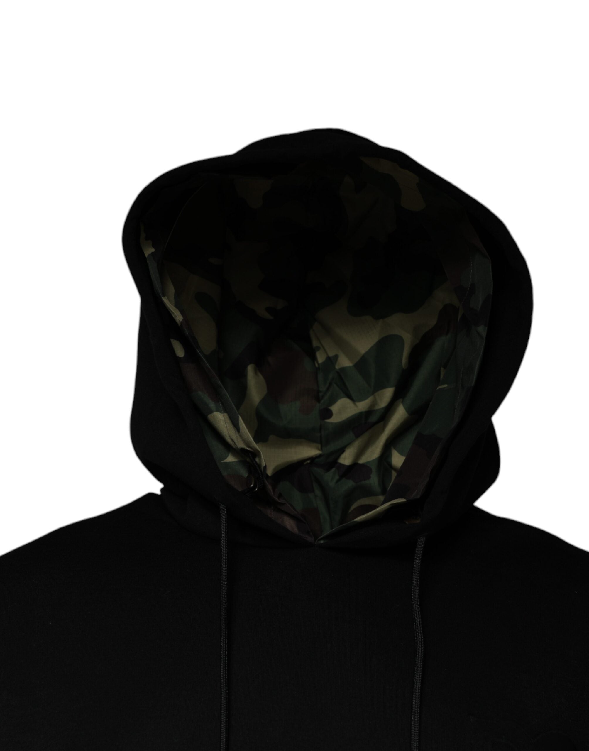 Sudadera con capucha y bolsillo de algodón negra Dolce & Gabbana