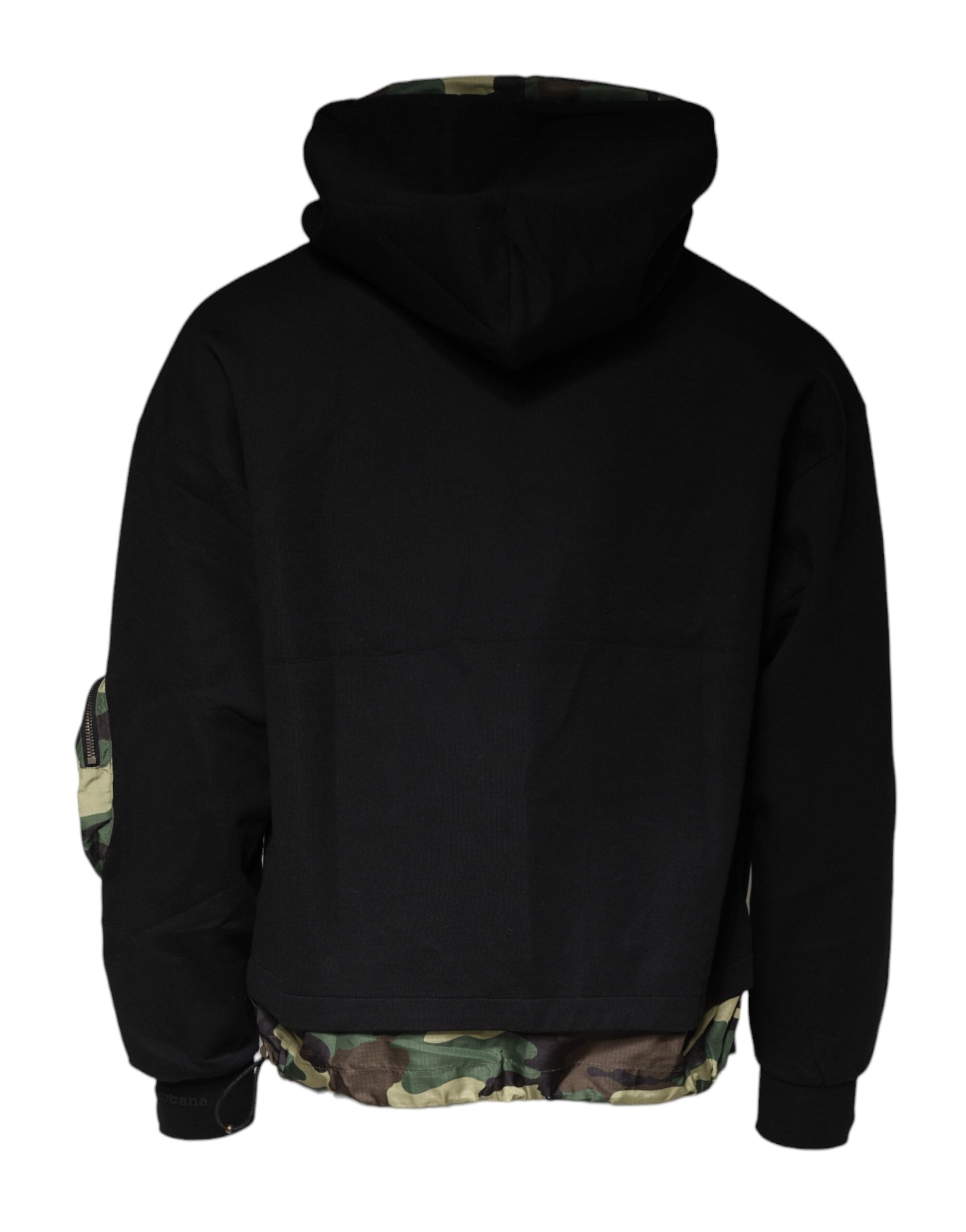 Sudadera con capucha y bolsillo de algodón negra Dolce & Gabbana
