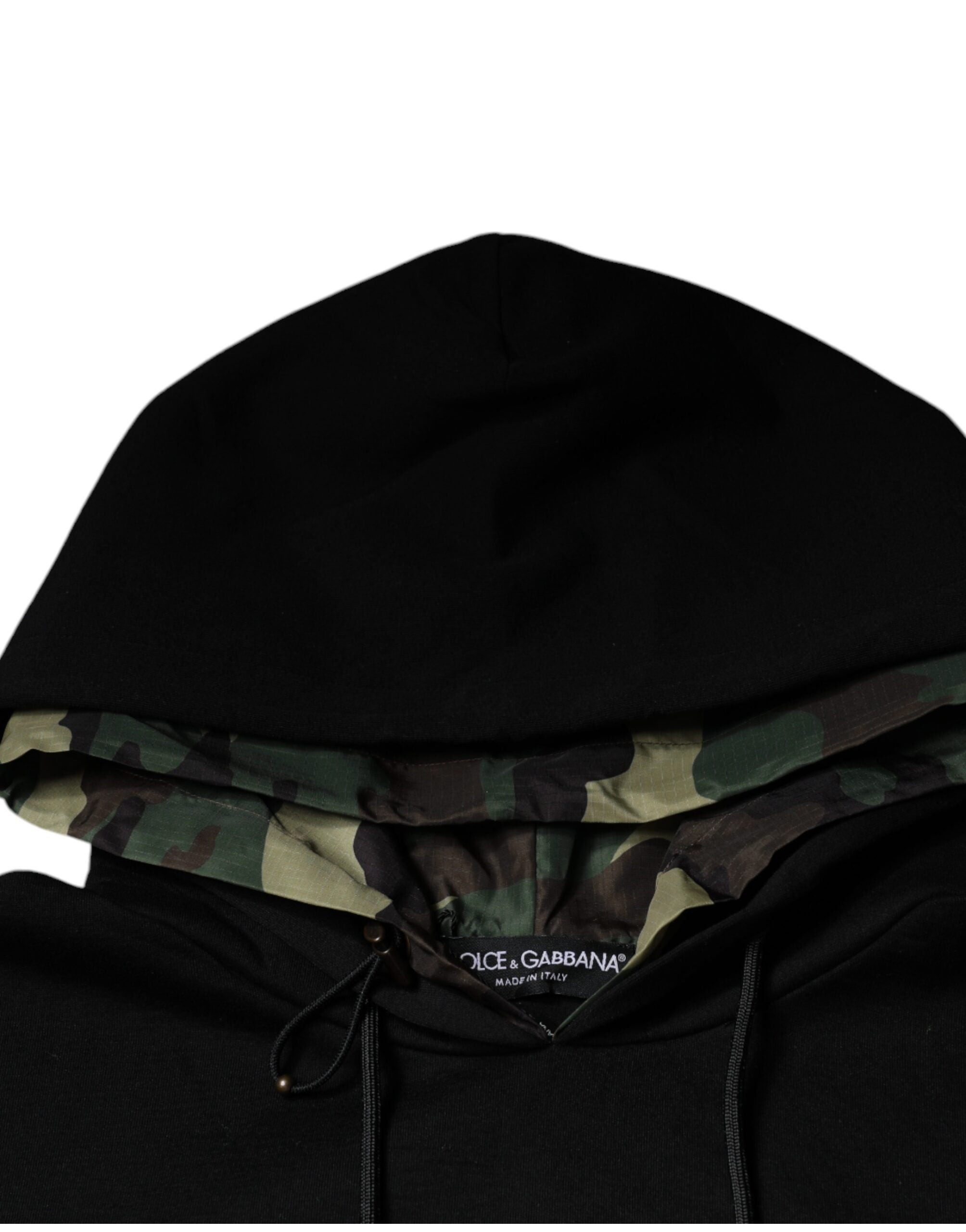 Sudadera con capucha y bolsillo de algodón negra Dolce & Gabbana
