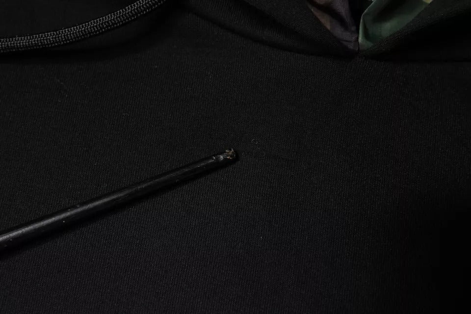 Sudadera con capucha y bolsillo de algodón negra Dolce & Gabbana