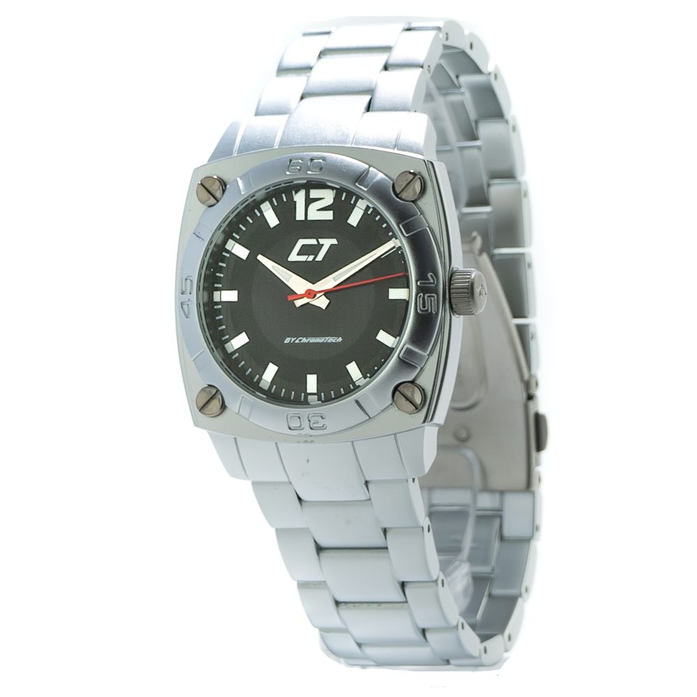 Reloj Chronotech de aluminio plateado