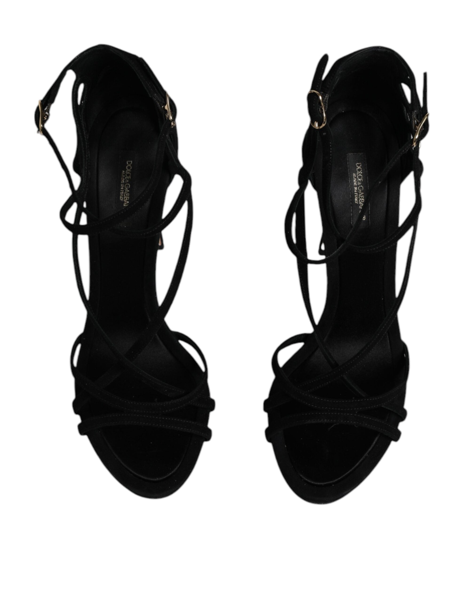 Dolce & Gabbana Zapatos Sandalias de Tacón con Tira al Tobillo de Ante Negro