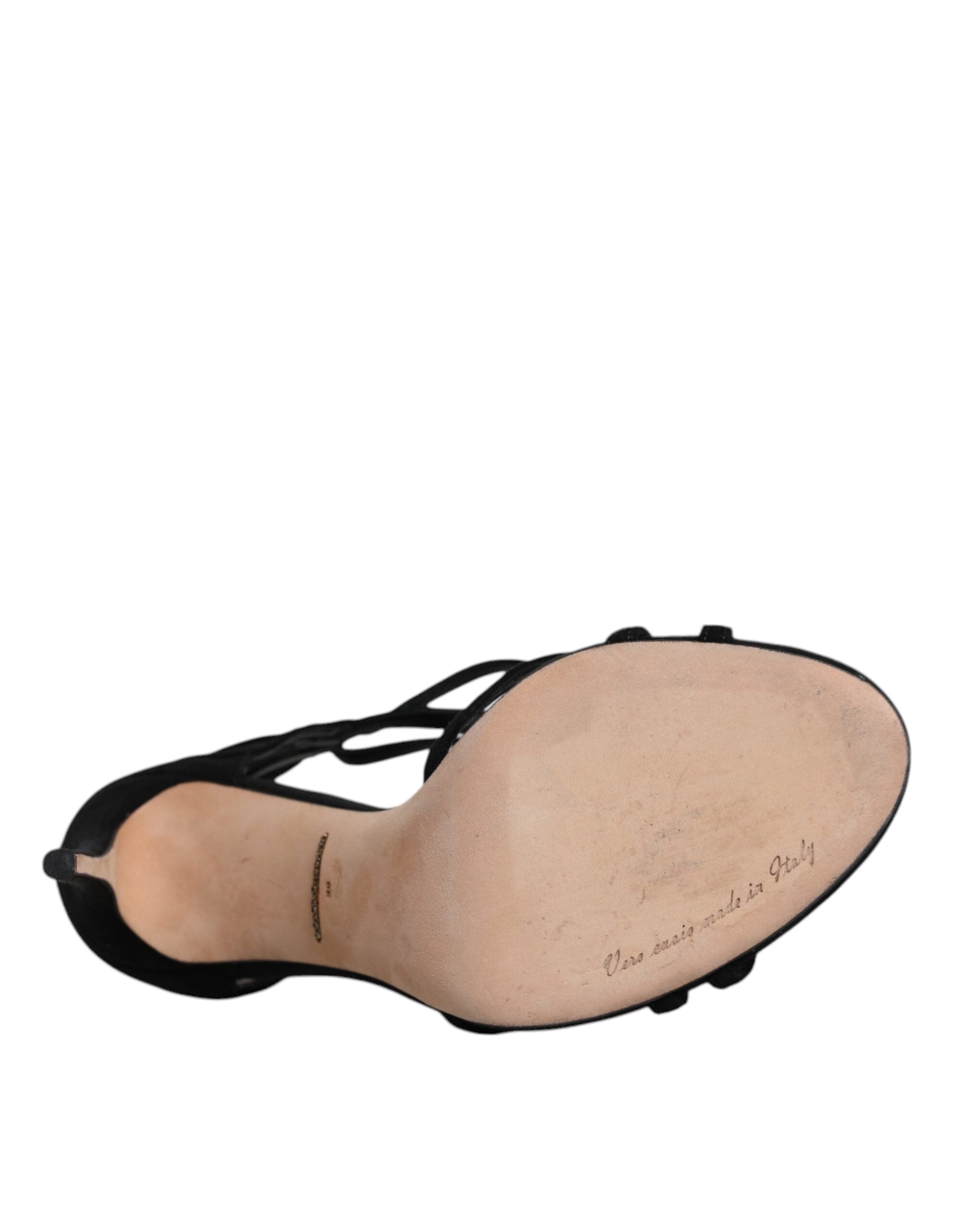 Dolce & Gabbana Zapatos Sandalias de Tacón con Tira al Tobillo de Ante Negro