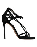 Dolce & Gabbana Zapatos Sandalias de Tacón con Tira al Tobillo de Ante Negro