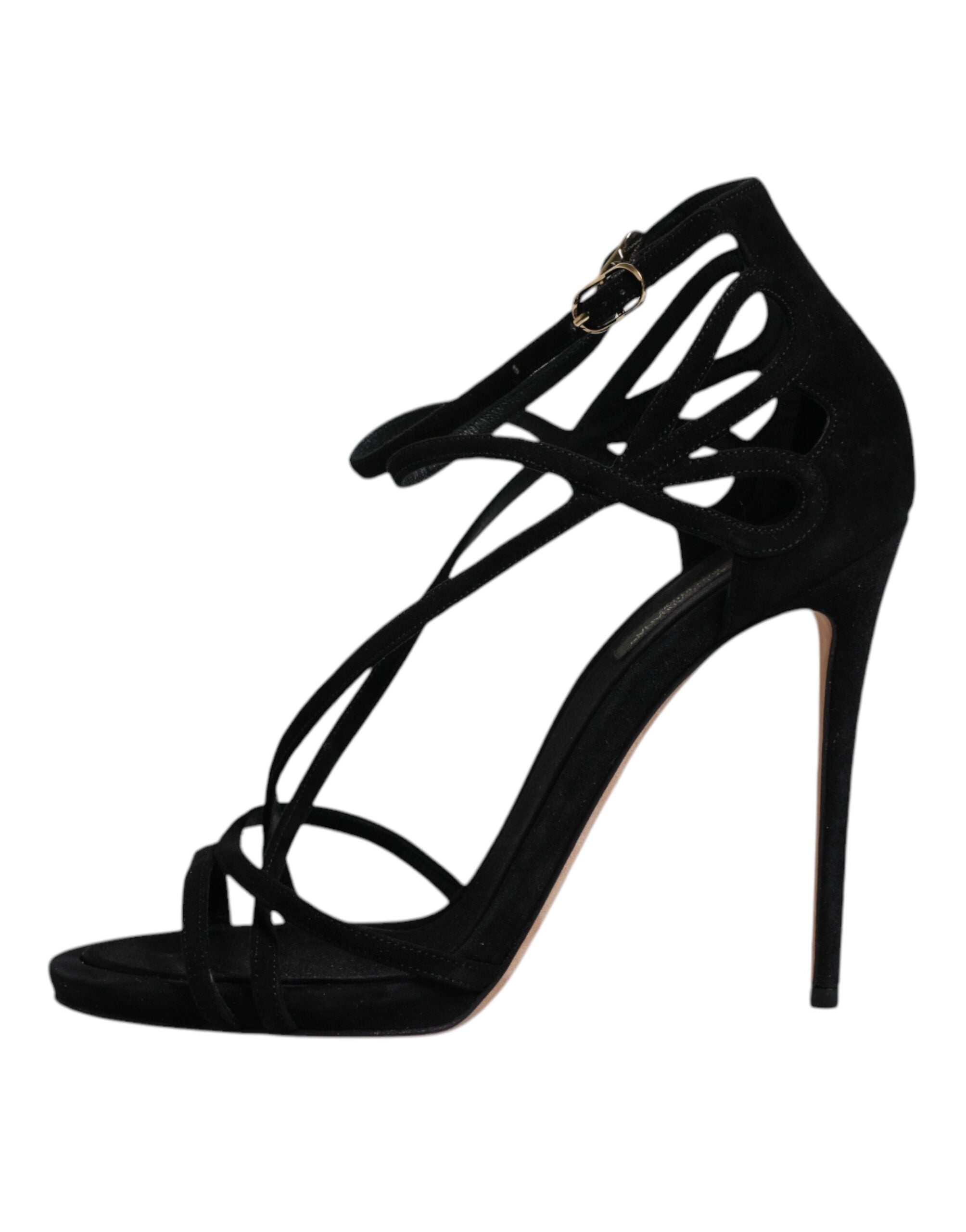 Dolce & Gabbana Zapatos Sandalias de Tacón con Tira al Tobillo de Ante Negro