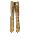 Dolce & Gabbana Gold Leather Stiletto Heels High Boots Shoes