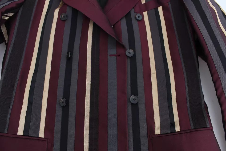 Traje de chaleco entallado de 3 piezas a rayas multicolor de Dolce & Gabbana para pasarela
