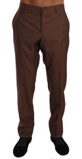 Pantalones formales Dolce & Gabbana elegantes de lana y seda color marrón