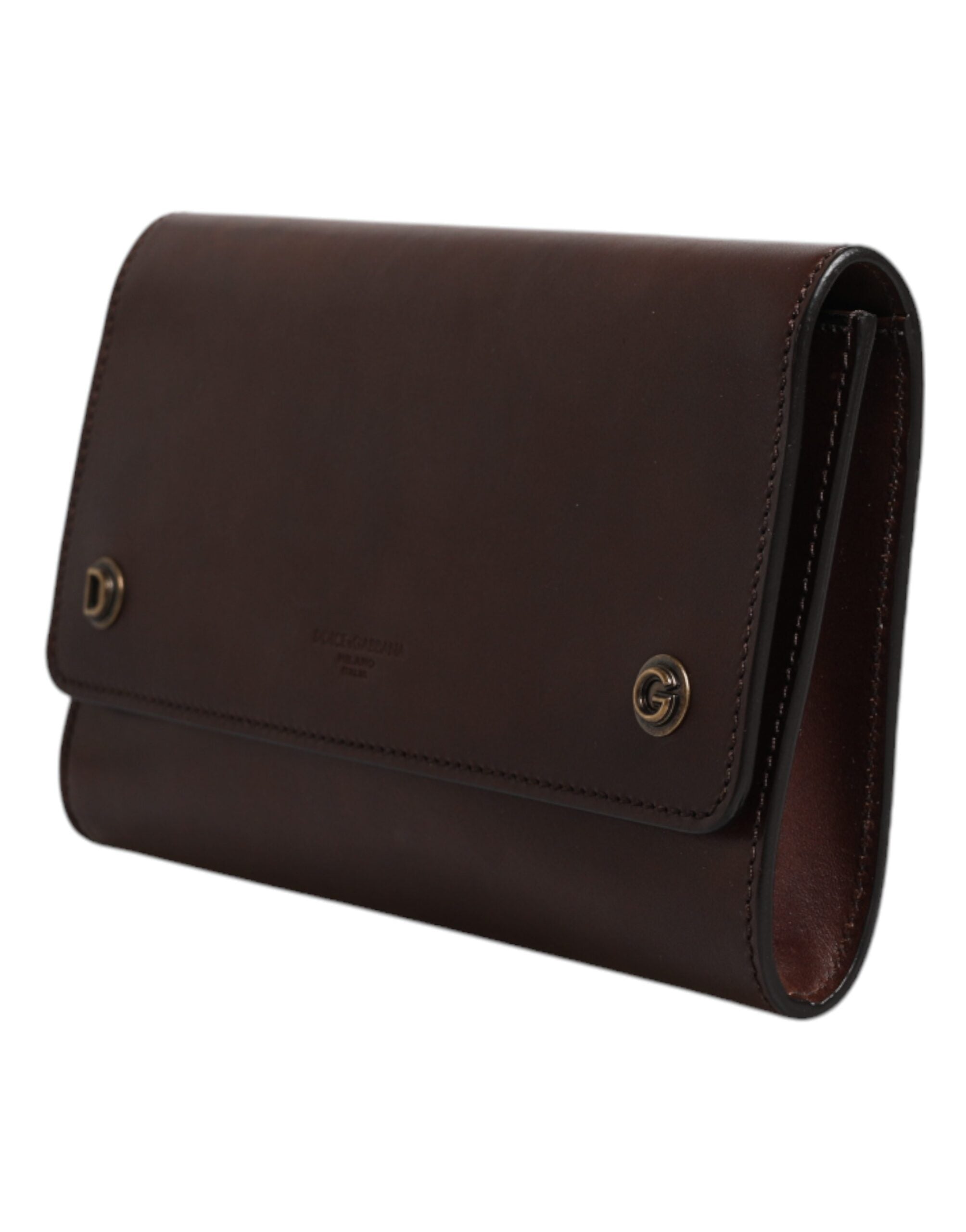 Dolce & Gabbana Brown Leather Logo Embossed Crossbody Bag