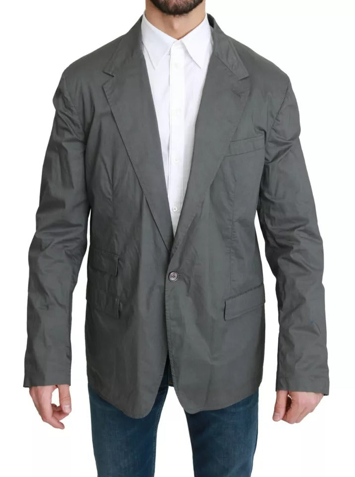 Blazer formal de un solo botón gris de algodón de Dolce & Gabbana