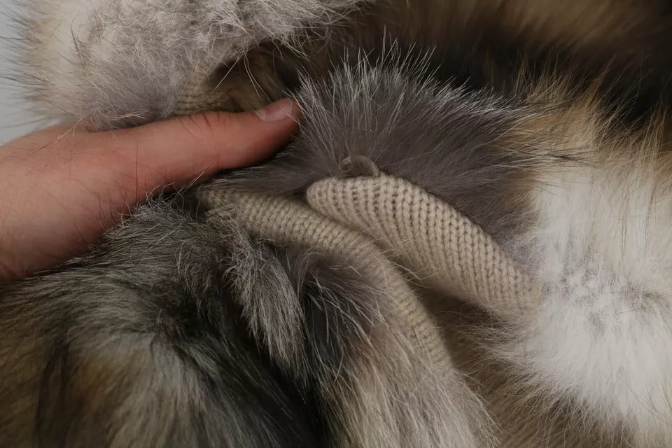 Dolce & Gabbana Chal de piel de zorro marrón con cuello envolvente tipo bufanda