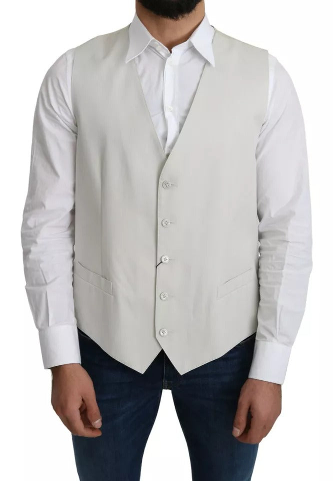 Chaleco formal de algodón y seda blanco roto de Dolce & Gabbana