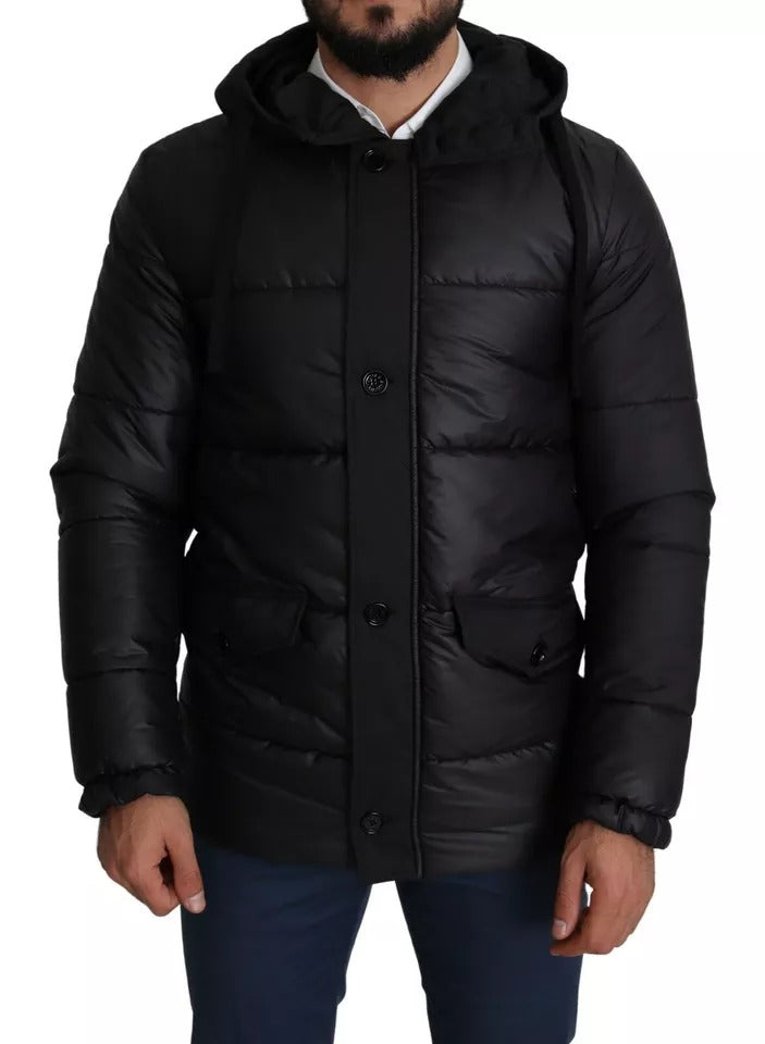 Dolce & Gabbana Abrigo Acolchado Negro de Poliéster con Capucha para Hombre