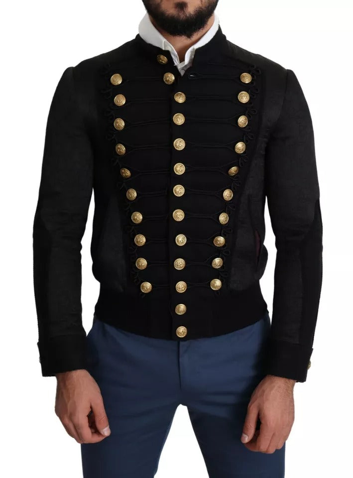 Chaqueta militar Dolce & Gabbana negra con botones decorativos